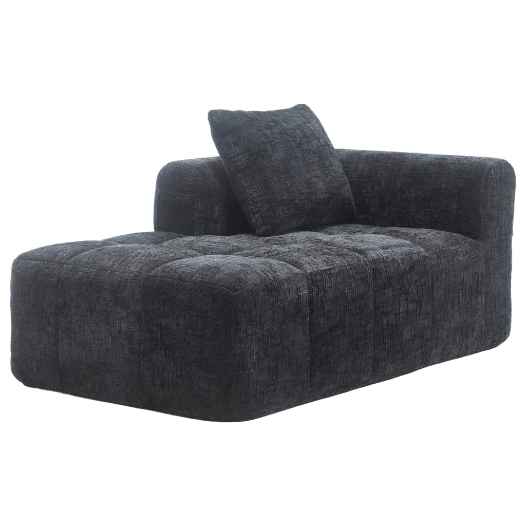Divano Chaise Lounge Nero con Cuscino, Tasche Laterali e Rivestimento Morbido 158x90x60 cm