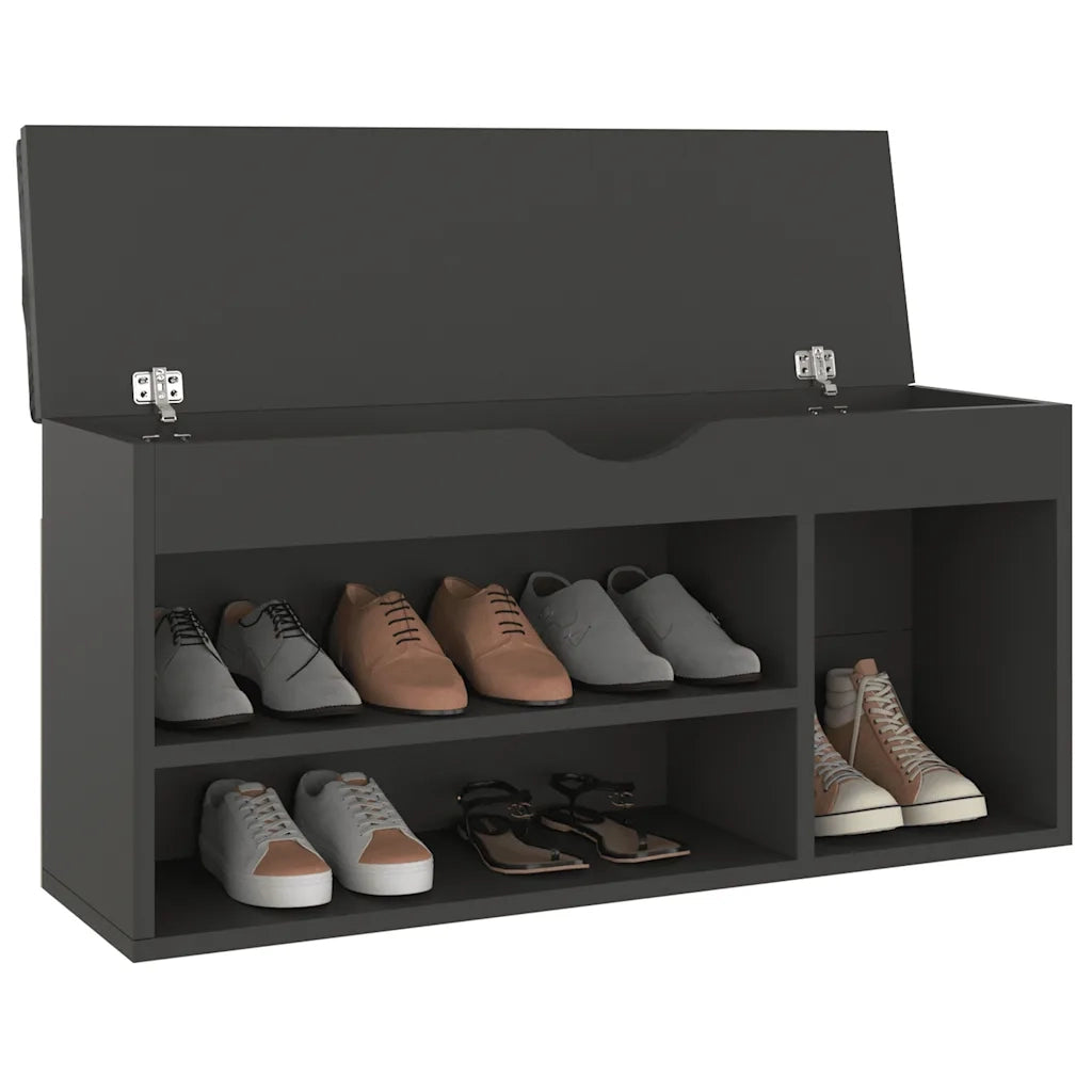 Panca Porta Scarpe con Cuscino-Sgabello-Panca Scarpiera Grigia 104x30x49cm Multistrato