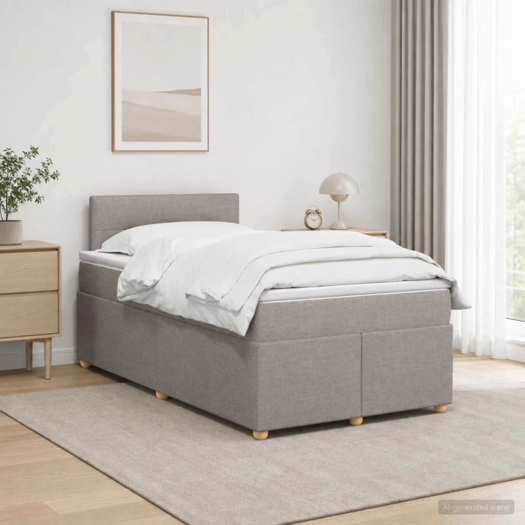 Letto box spring con materasso Tortora 120 x 190 cm Tessuto 3452377