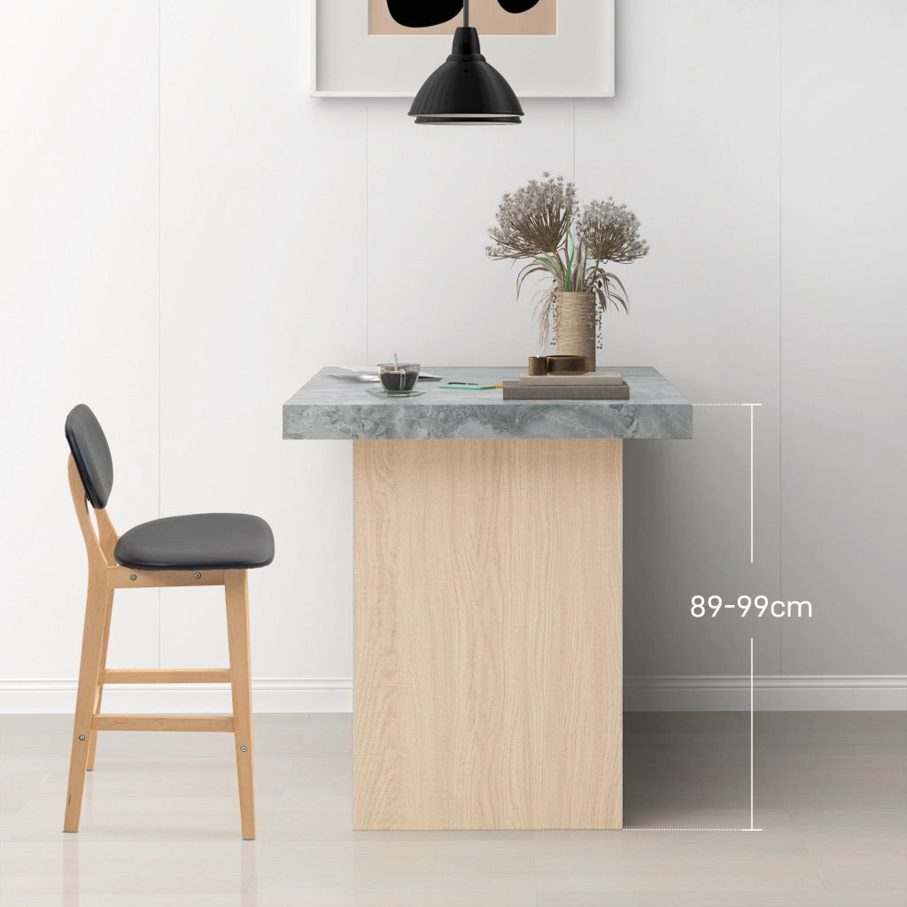 Sgabelli da Bar ¨C Zephmum ¨C 2 Pezzi, Struttura in Legno, Rivestimento in Similpelle Nero