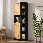 ARMADIO ANGOLARE Alto 50 x 35,5 x 170 cm MDF Nero/Legno Naturale
