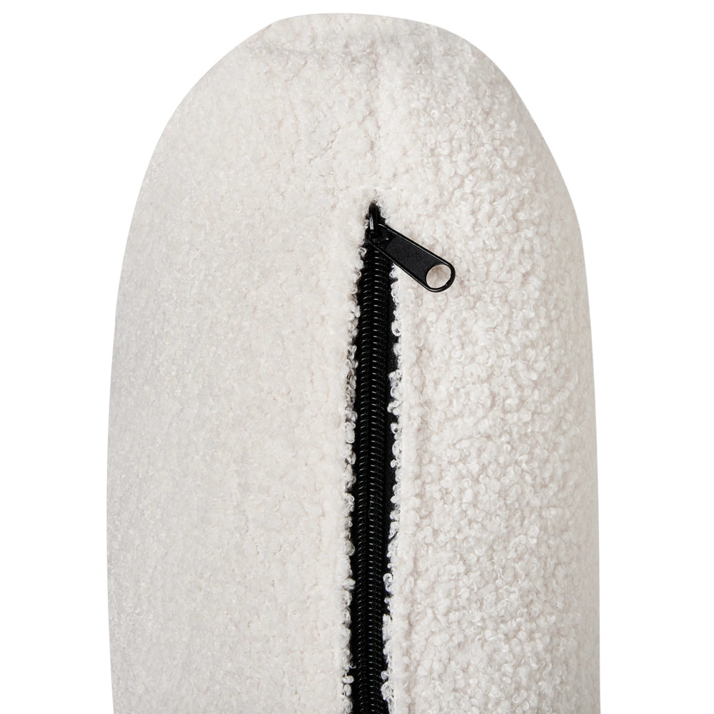 Chaise longue con cuscino bianco sporco in tessuto bouclé lato sinistro stile retrò