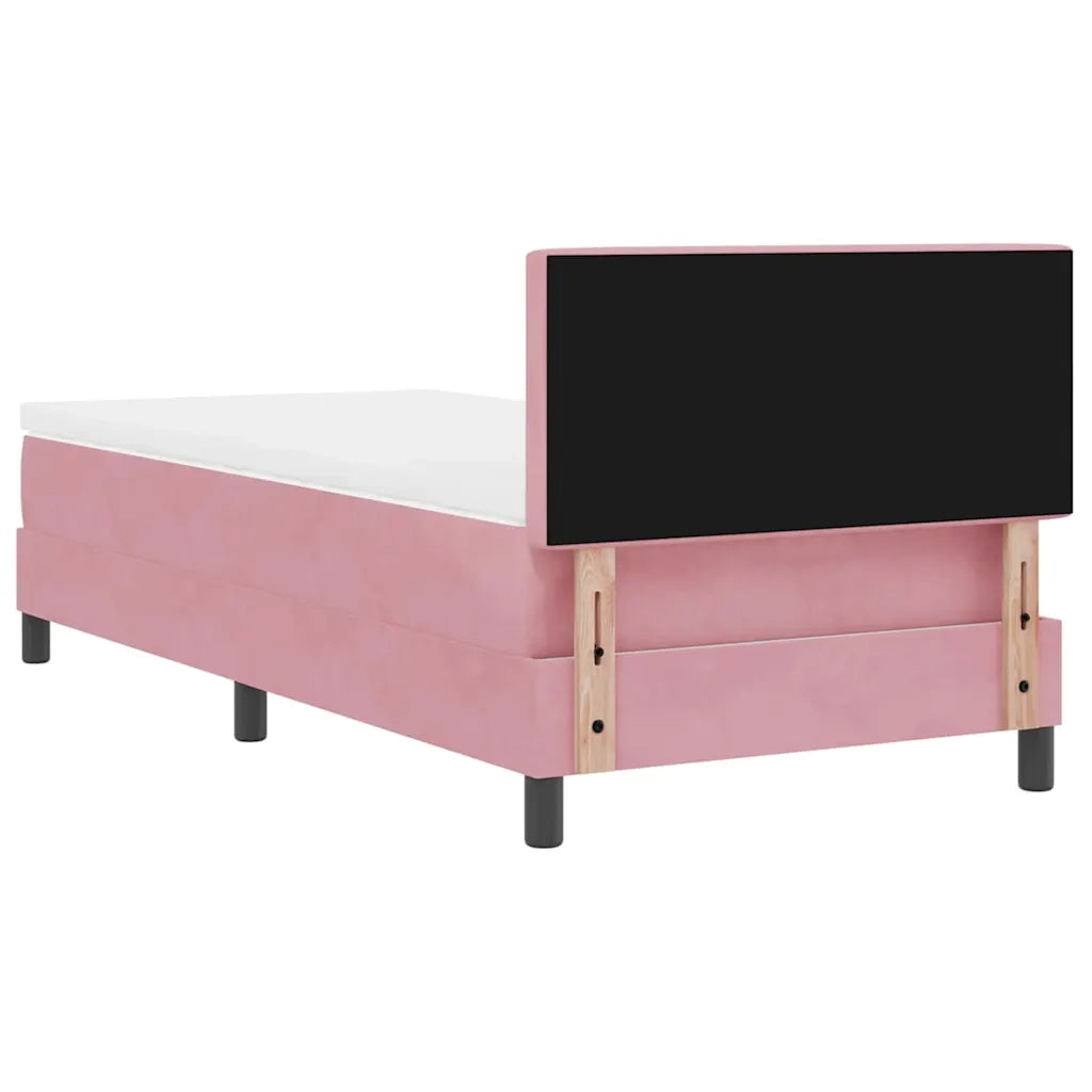 Letto a Sorgente LED con materasso Rosa 100 x 200 cm Velluto 3342571