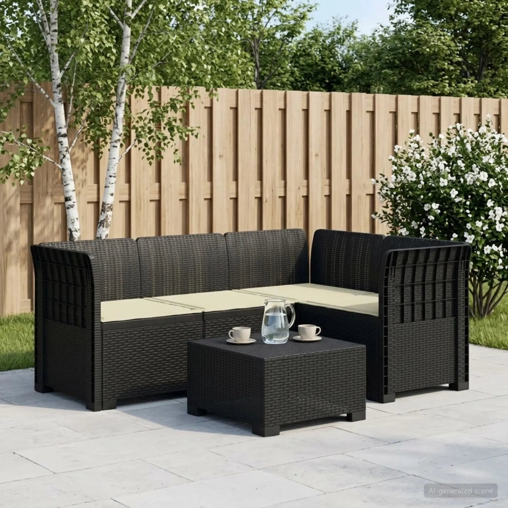 Divano da Giardino 4 Posti con Cuscini Aspetto Rattan PP 3443962