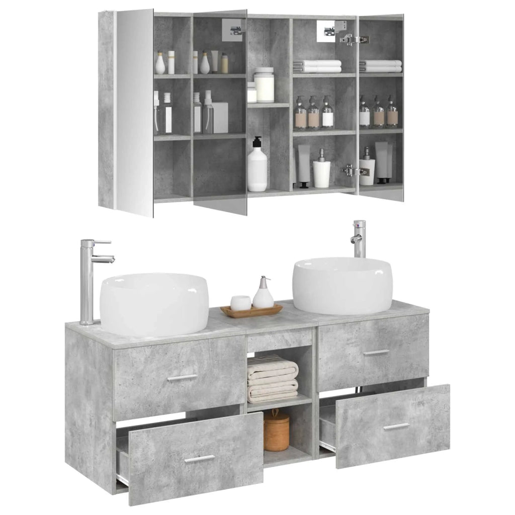 Set di mobili per il bagno 4 pcs Grigio Cemento 3407026