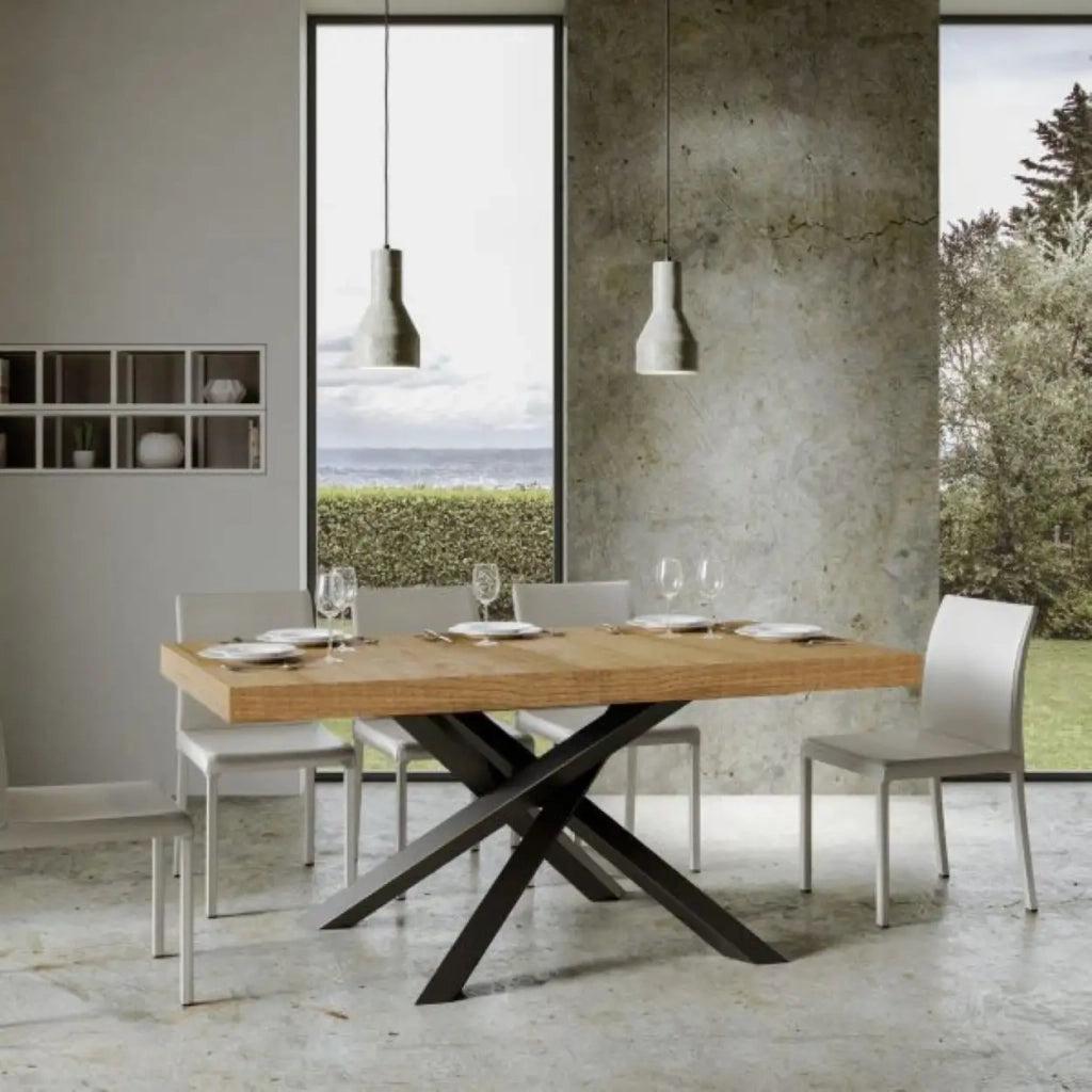 Tavolo allungabile 200/304x90 cm Volantis colore quercia natura gambe antracite