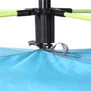 TENDA DA SPIAGGIA POP UP CON PORTA A CERNIERA IN POLIESTERE E FIBRA DI VETRO 220X173X120 CM BLU CHIARO E GIALLO