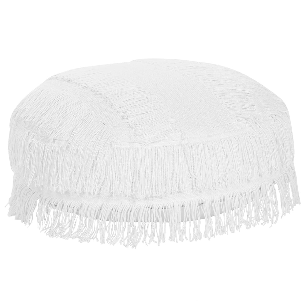 Pouf colore bianco in cotone ⌀ 50 cm dalla forma rotonda stile boho cuscino da pavimento