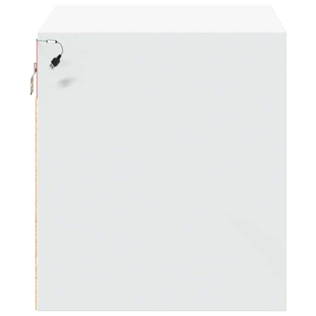 Comodino a Parete con Luci LED-Tavolino da notte sospeso Bianco 201556