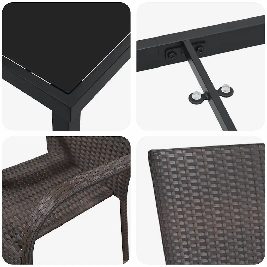 Set da Pranzo per Giardino 5 pcs Marrone 3379395
