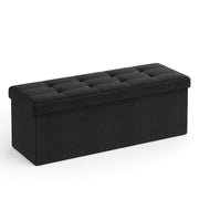 Panca contenitore imbottita in tessuto lino nero
