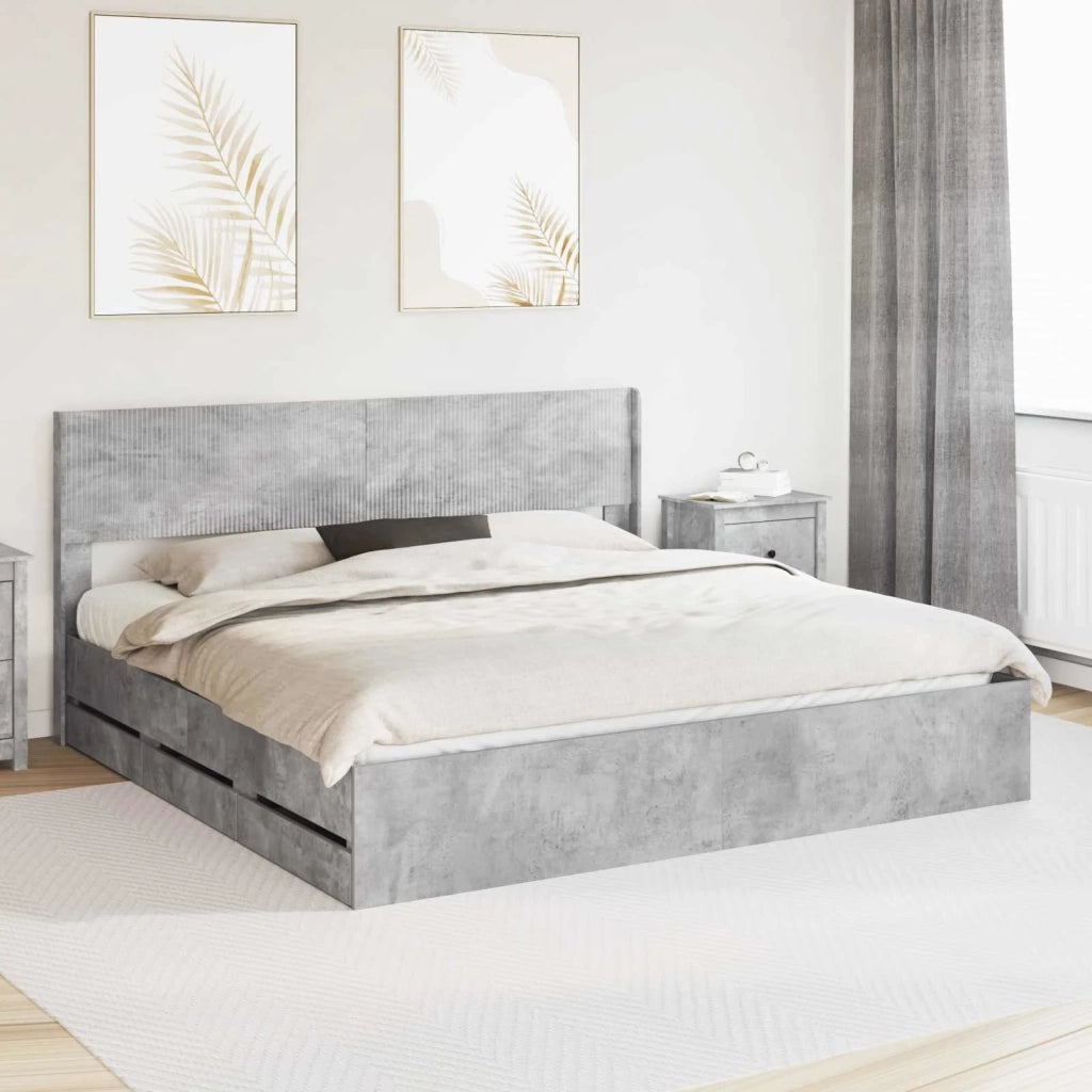 Struttura del letto con stoccaggio e testata Grigio Cemento 3414284