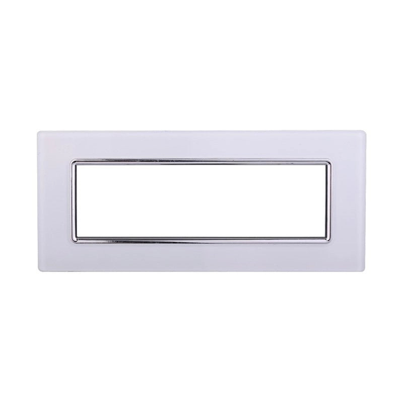 Placca In Vetro Serie Space 7P Colore Bianco Compatibile Con Bticino Living Light
