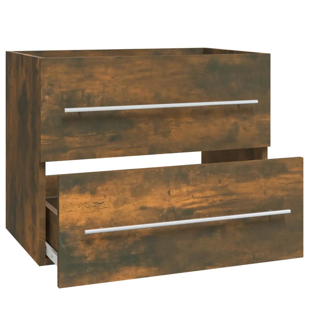 Mobile Lavabo-Armadietto da bagno Rovere Fumo 60x38,5x48 cm in Legno Multistrato