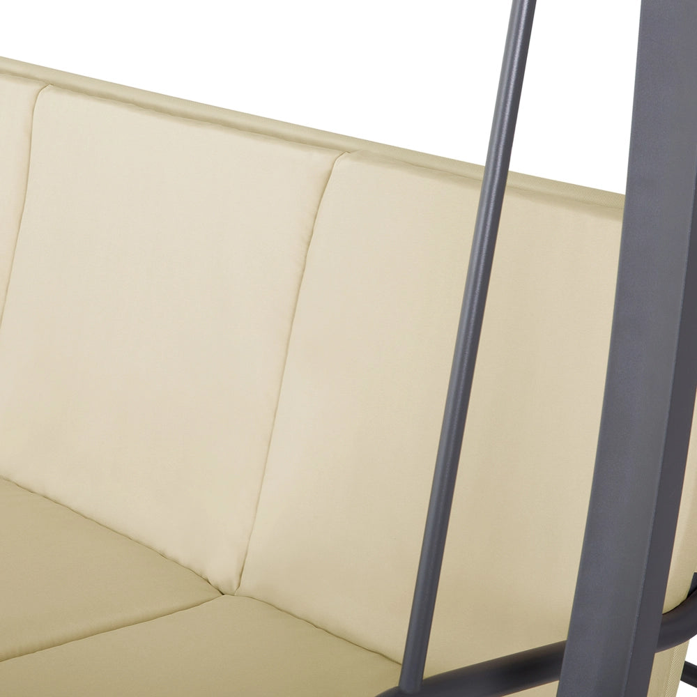Altalena da patio Tessuto Beige Struttura In Acciaio dondolo 3 Posti