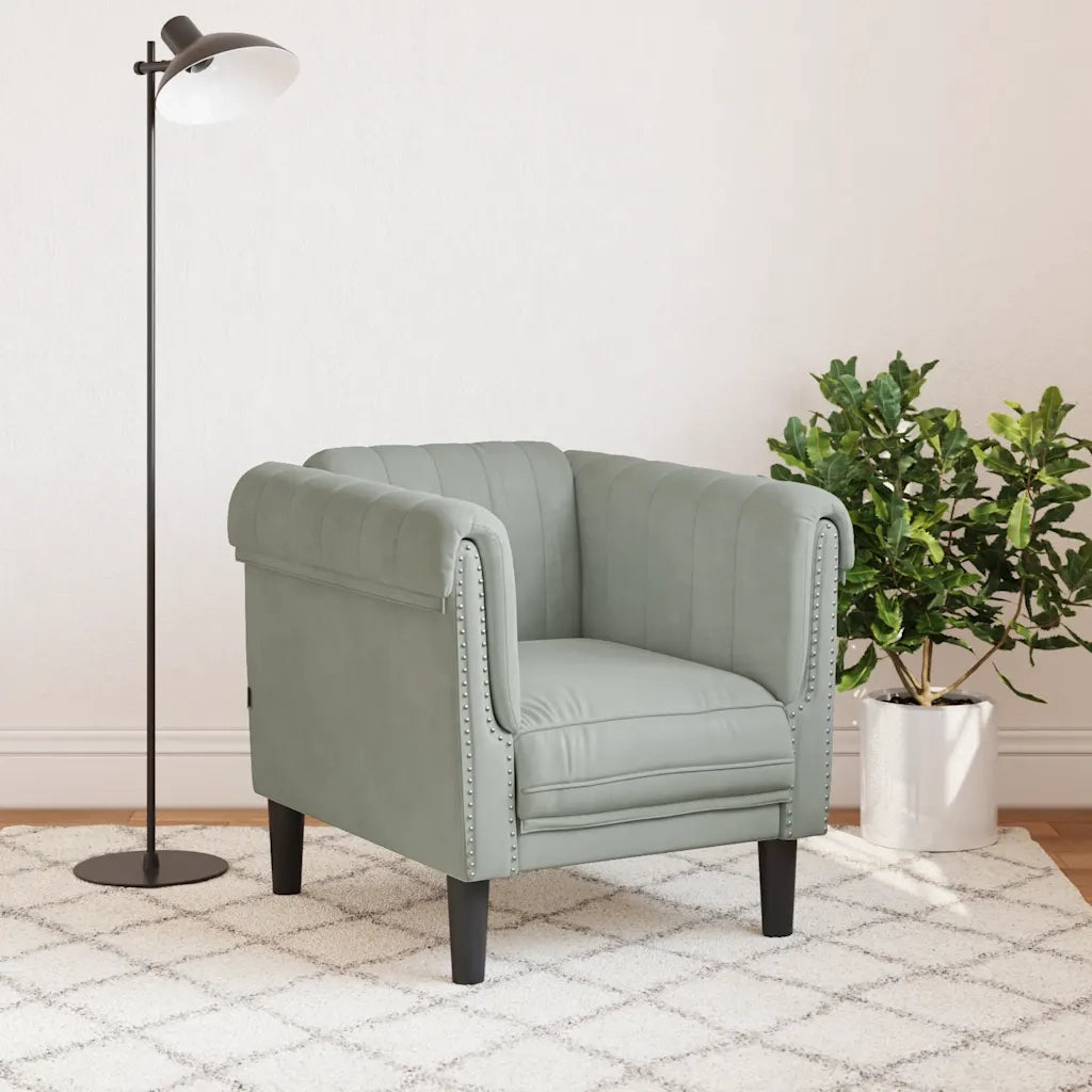 Poltrona-Divano Sedia-Poltroncina Grigio Chiaro in Velluto