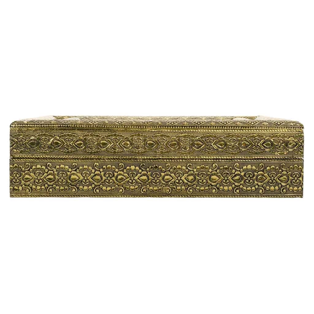 Portagioie in metallo dorato sbalzato 30x25x7,5h