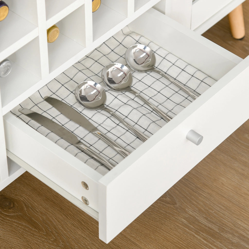Armadio da Cucina con Ante a Vetro, Botellero e Cassetto ¨C Minimal ¨C Bianco 100x33x80 cm