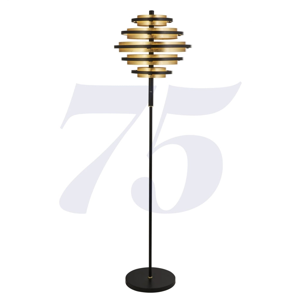Lampada da terra Hive 5Lt - Metallo nero e foglia oro