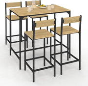 IDMarket - DETROIT Tavolo da bar alto 100 cm e set di 4 sedie da bar di design industriale
