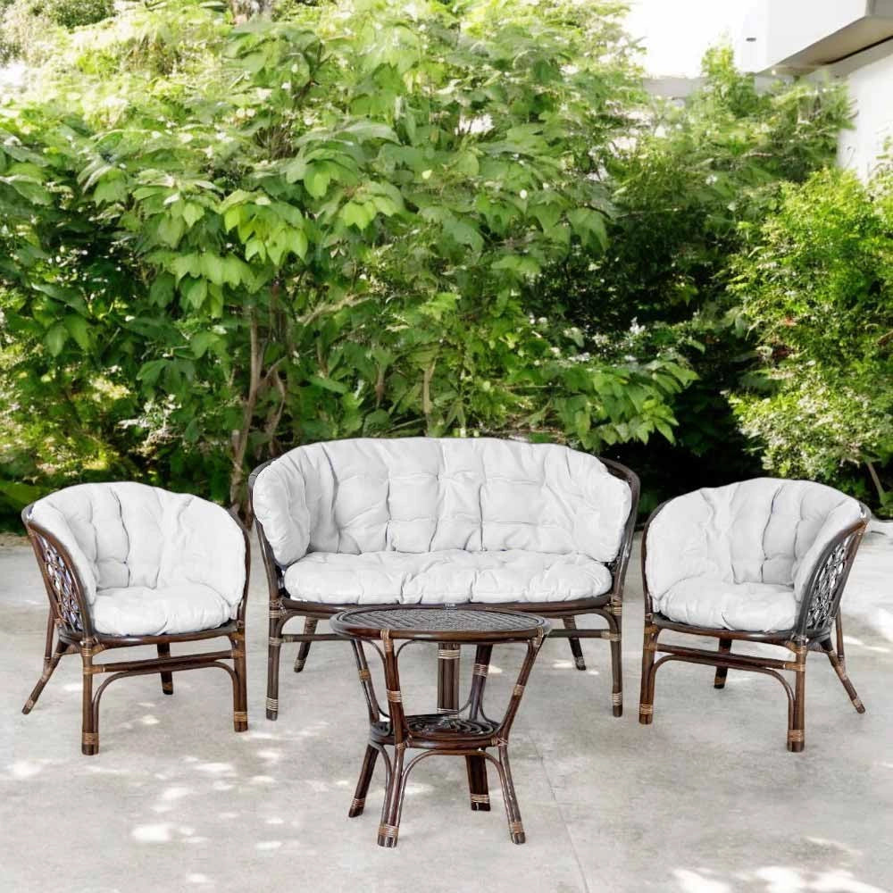 Salotto da giardino bahama marrone in bambu con cuscini in omaggio