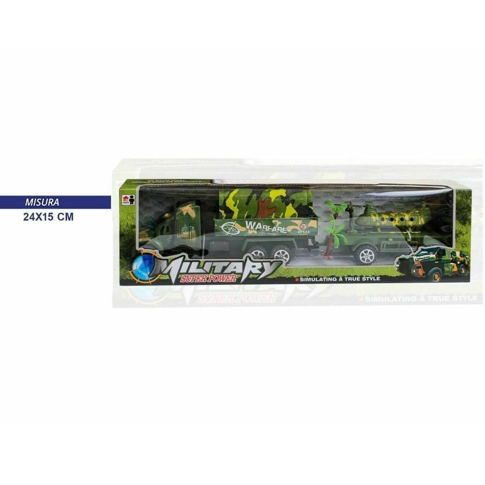 Trade Shop - Military Super Power Camion Militare Con Rimorchio Giocattolo Gioco Bambini -