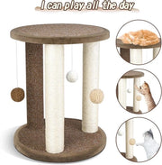 Giocattolo per gatti - Torre con 3 pali, pavimento in gomma, zona di gioco e riposo (40 x 40 x 47 cm)