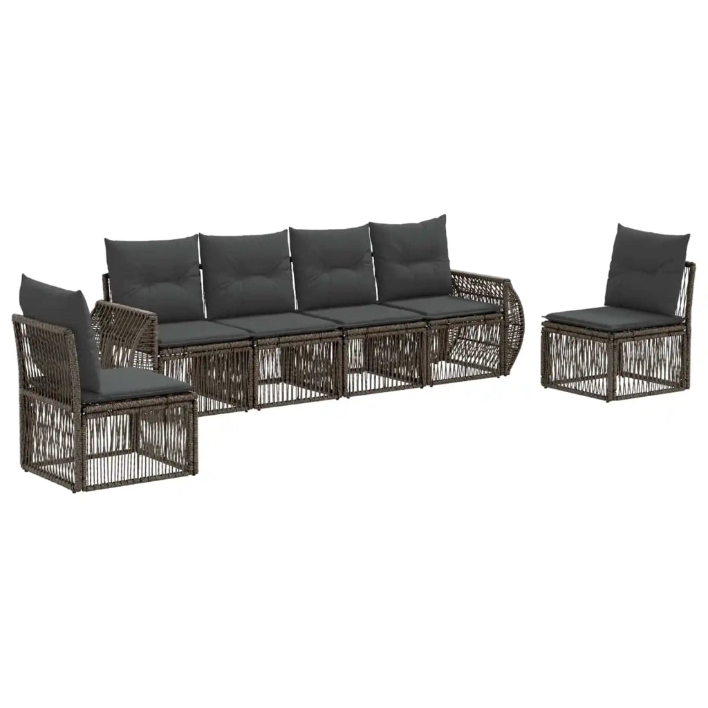 Set Divano da Giardino 6 pcs Grigio e Grigio Scuro polyrattan 3435380