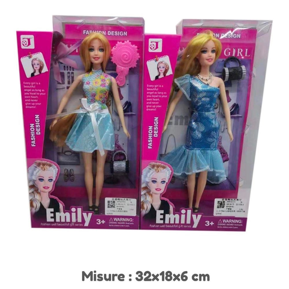 Trade Shop - Bambola Emily Fashion Design Con Abito Colorato Accessori Gioco Per Bimbe Età 3+ -