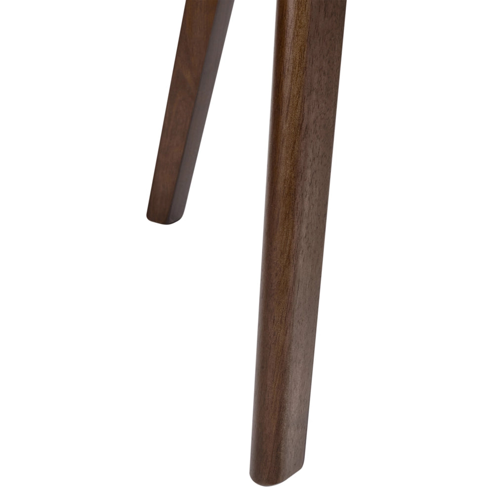 Set di 2 sedie da pranzo con seduta in tessuto beige e struttura in legno massiccio marrone retrò senza braccioli
