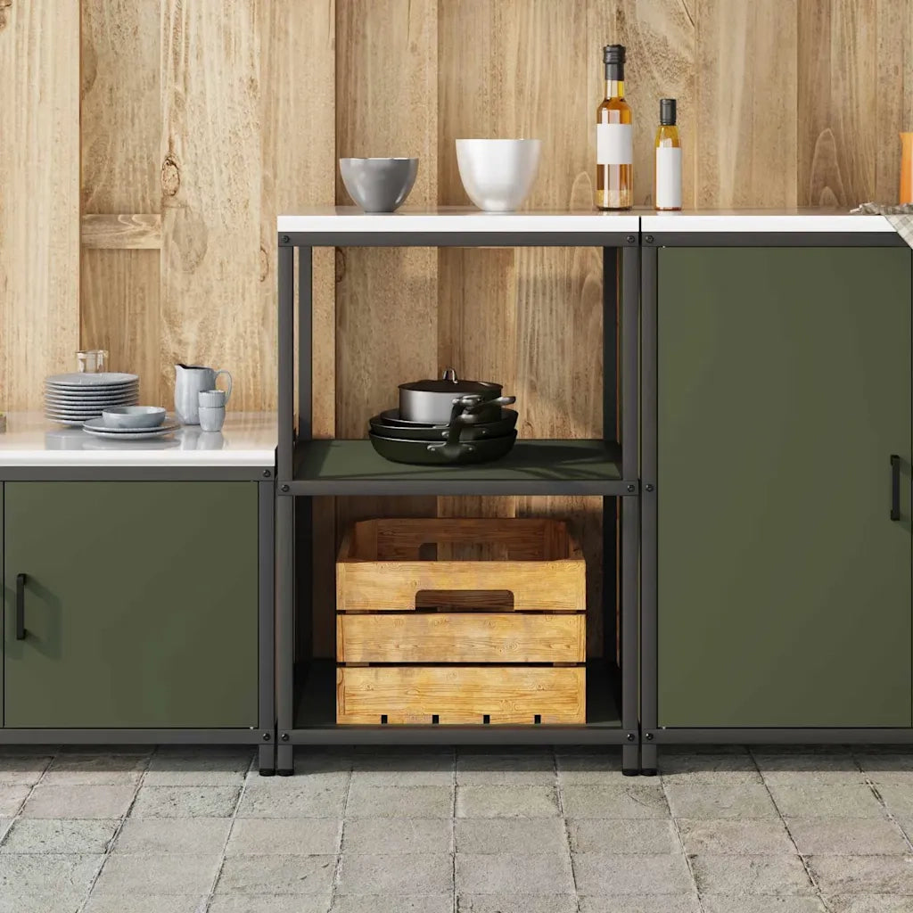 vidaXL Mensola per il deposito in cucina Verde oliva Acciaio