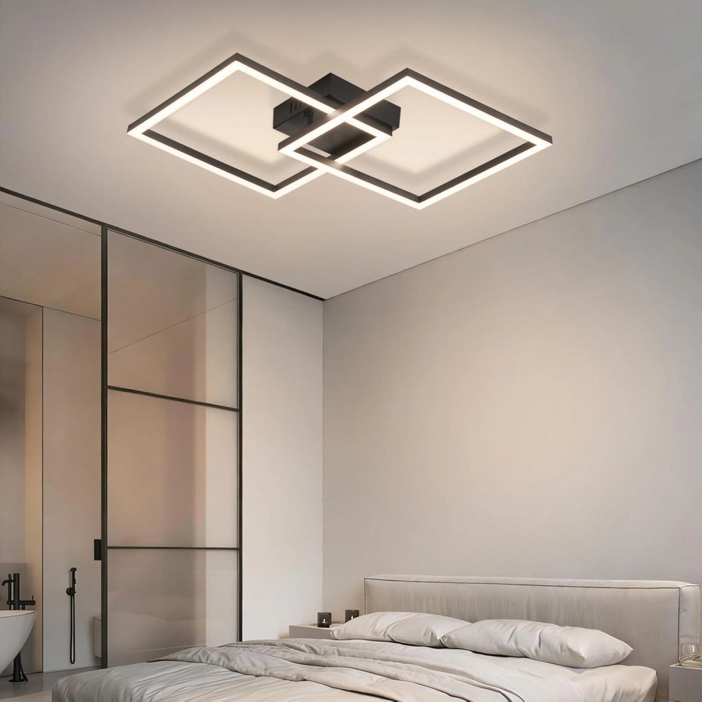 ZMH Plafoniera LED nera 24W 4000K moderna plafoniera quadrata per soggiorno camera da letto corridoio o ufficio