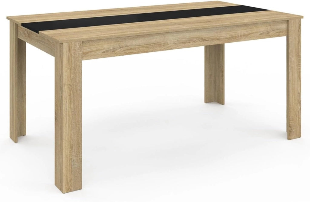 Tavolo da pranzo rettangolare GEORGIA per 8 persone in simil-faggio e nero 160 x 80 cm