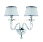 APPLIQUE BACH 2 LUCI CRISTALLO E CROMO ATTACCO E14 CON PARALUMI