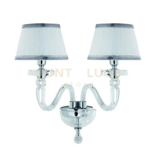 APPLIQUE BACH 2 LUCI CRISTALLO E CROMO ATTACCO E14 CON PARALUMI