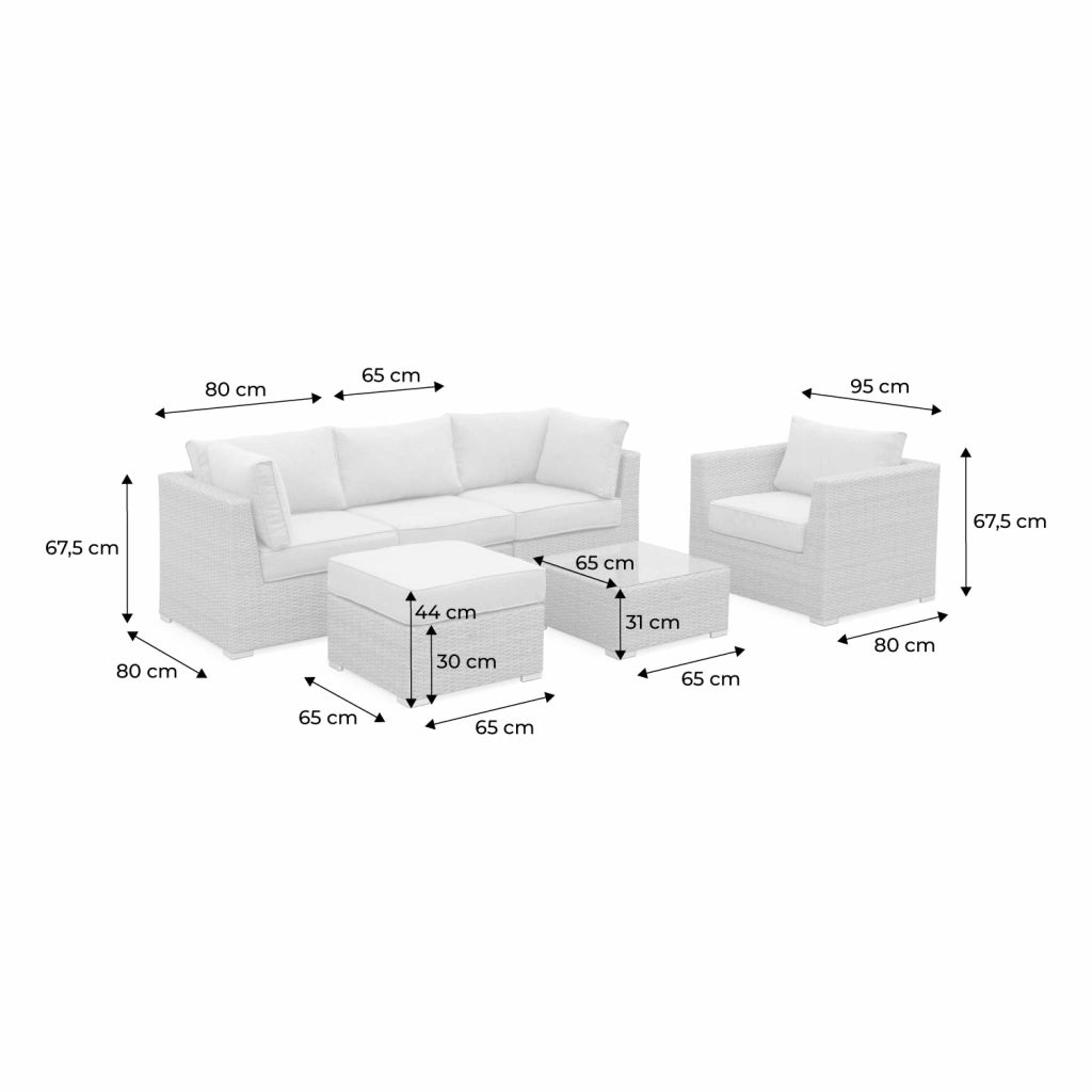 Salotto da giardino premium in resina intrecciata, 5 posti, beige