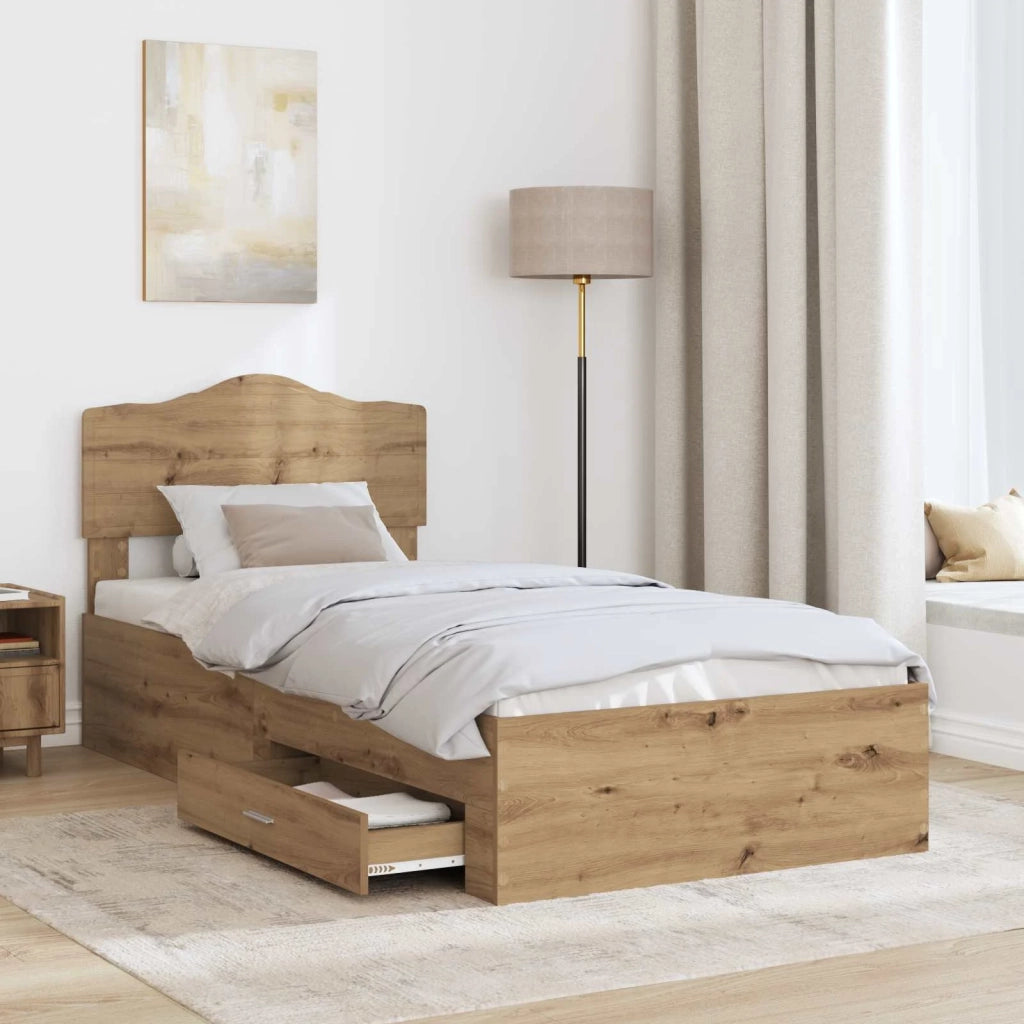 Struttura del letto con testiera Rovere artigianale 90 x 200 cm 3413246