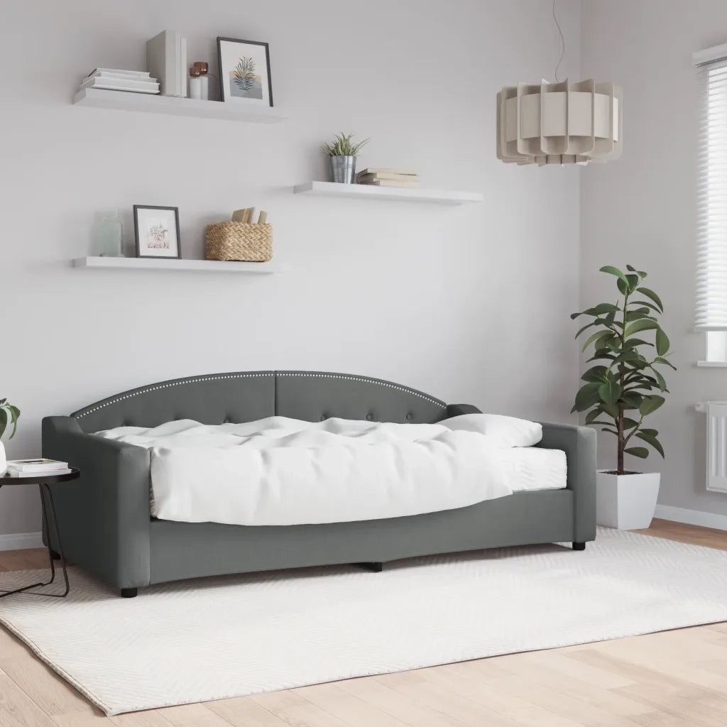Divano letto | Sof¨¤ letto | Letto singolo con Materasso Grigio Scuro 90x190 cm in Tessuto