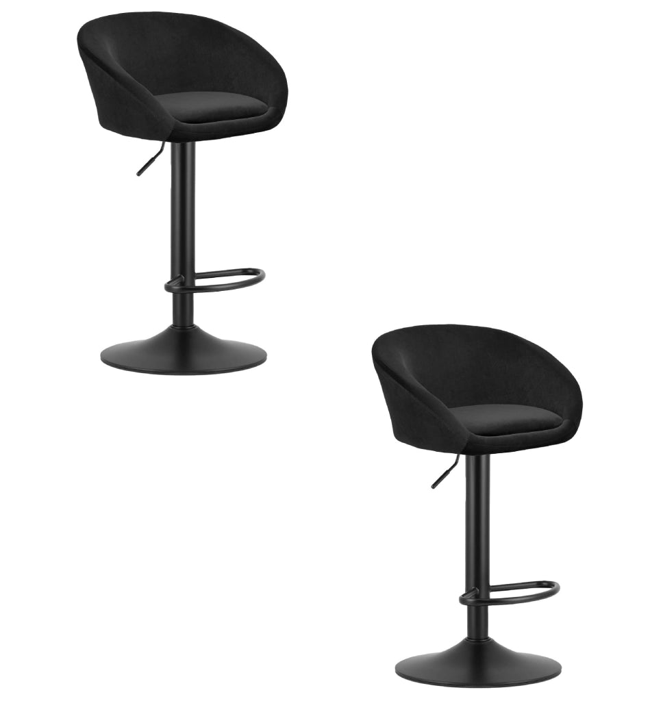 Sgabello VALORA EAST - Elegante velluto nero per soggiorno, cucina x 2