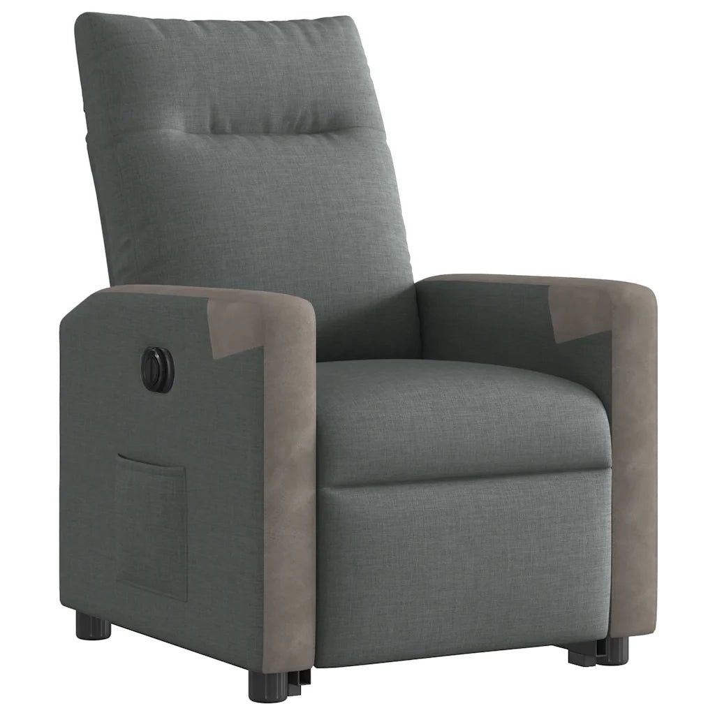 Poltrona Alzapersona Reclinabile Elettrica Grigio Scuro Tessuto 3324101