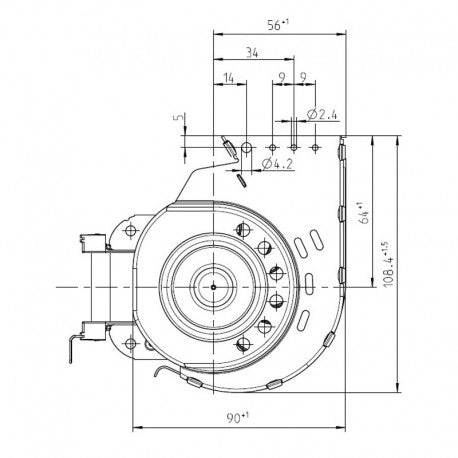 Ventola tangenziale EBM QLN65/3000-3038 Motore Destro