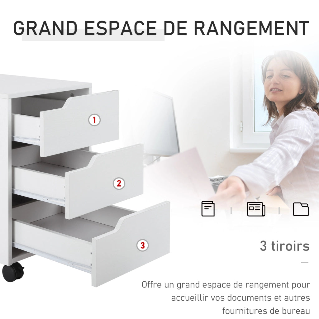 Cassettiera Mobile su Ruote con 3 Cassetti ¨C Xylo ¨C Bianco 40x50x57,5cm