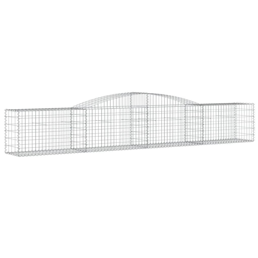 Cestini gabbioni recinzione a gabbia muro di contenimento ad arco 20 pezzi 400 x 50 x 60/80 cm ferro zincato argento 02_0040659
