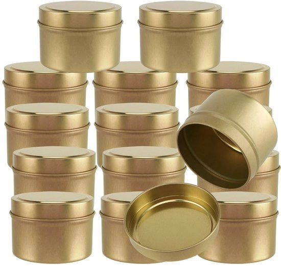 Set di contenitori per candele in metallo 24 pezzi - 4 oz contenitori per candele in oro - contenitori vuoti per candele - metallo - per la creazione di candele - artigianato e creatività