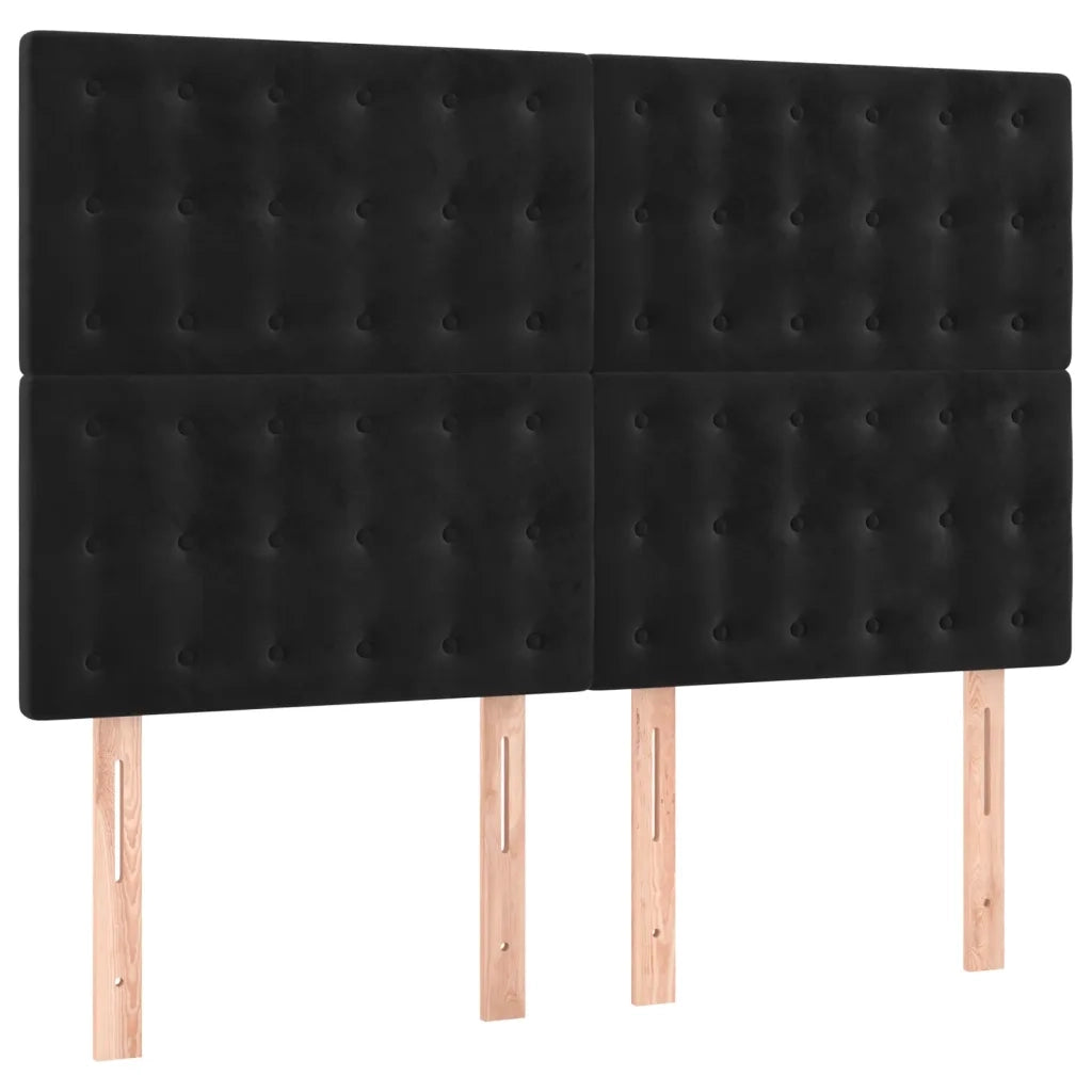 Giroletto a Molle con Materasso Nero 140x190 cm in Velluto 3138081
