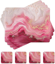 Tavoliere eleganti con design marmoreo - set da 4 - rosa - gomma - 41 x 31 cm