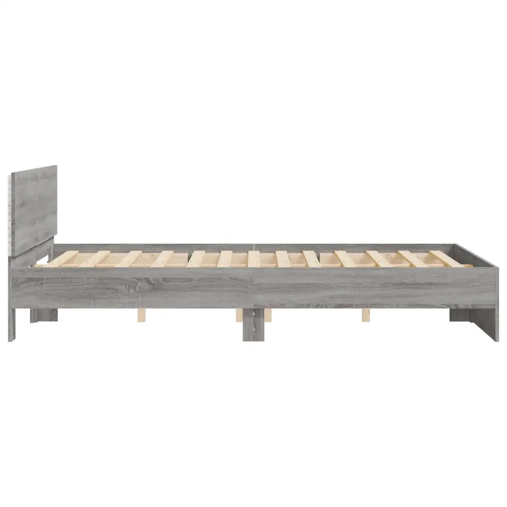 vidaXL Giroletto con Testiera e LED Grigio Sonoma 150x200 cm