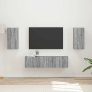 Set mobile TV 4 pz-Credenza per TV Grigio Sonoma Legno multistrato 478436