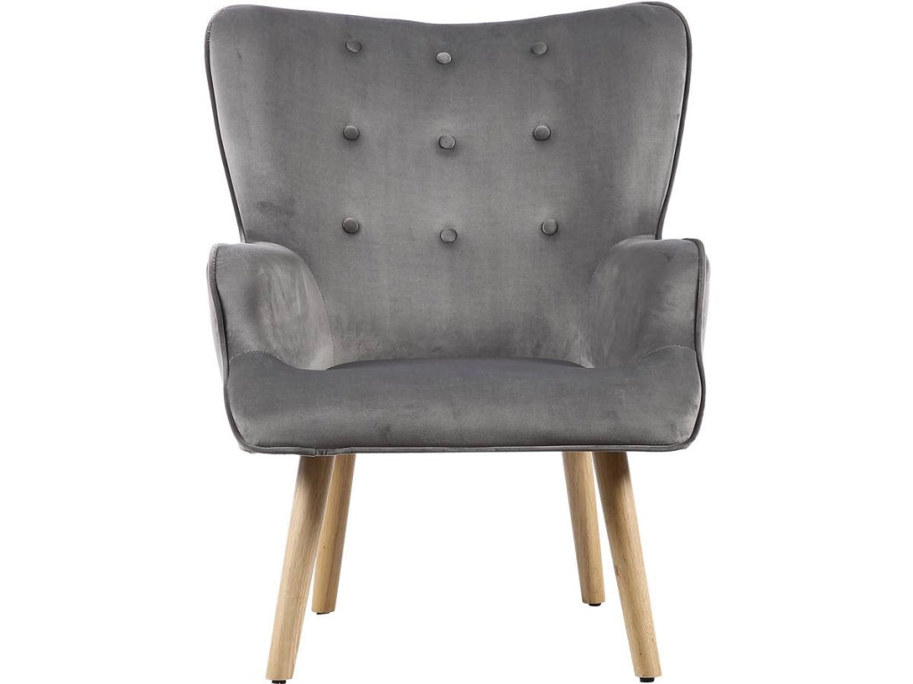 Poltrona in velluto stile scandinavo "Odense" - 73 x 81 x 92,5 cm - 1 posto - Grigio