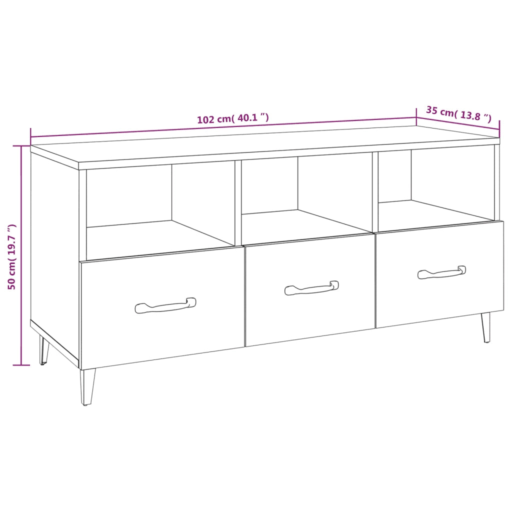 Mobile TV Grigio Sonoma 102x35x50 cm in Legno Multistrato 817499